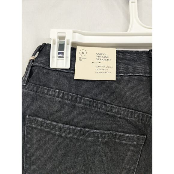 Universal Thread Curvy Jeans 6 Black Vintage Stretch Straight Leg Denim Cropped - Picture 10 of 13
